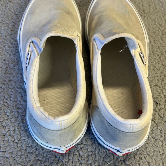 Vans Slip-On Skate Shoe Mens 10 Beige Suede Canvas Sneakers 500714 NO INSOLES - Picture 7 of 8